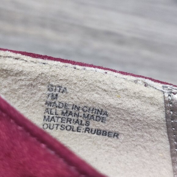 Jellypop Gita Stappy Wedge Flock Sandals Size 7M Maroon Round Toe Comfort - Picture 8 of 13